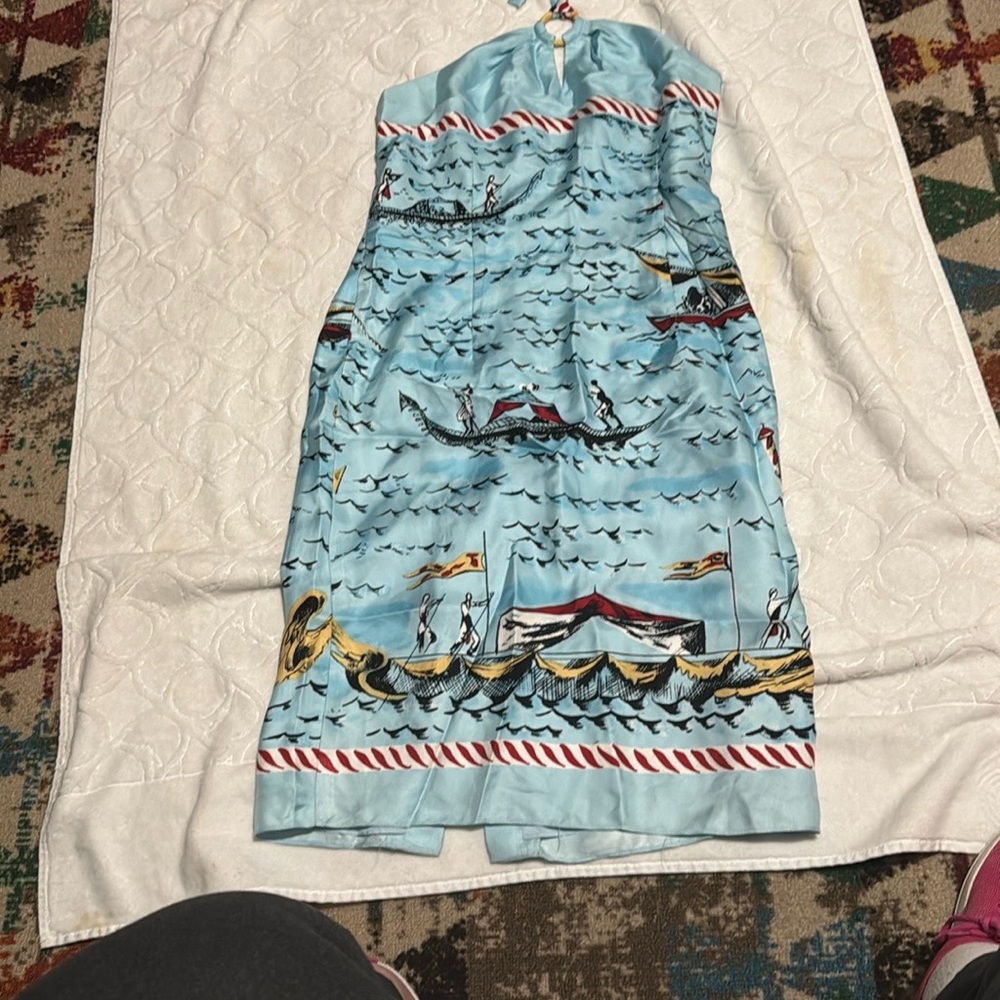 J. McLaughlin Light Blue and Red Dress
